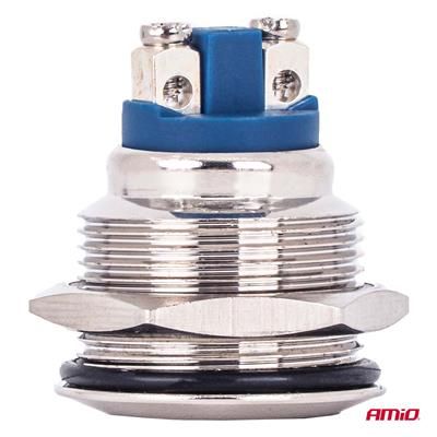 Przełącznik chwilowy płaski 12 230V 19mm 5A stal