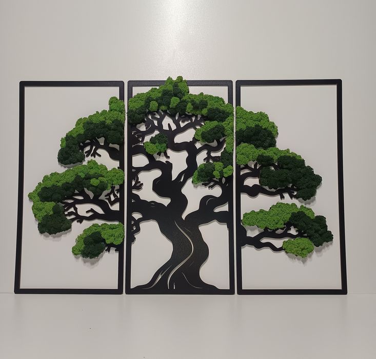 Obraz Tryptyk z mchem Chrobotkiem 60/90cm
