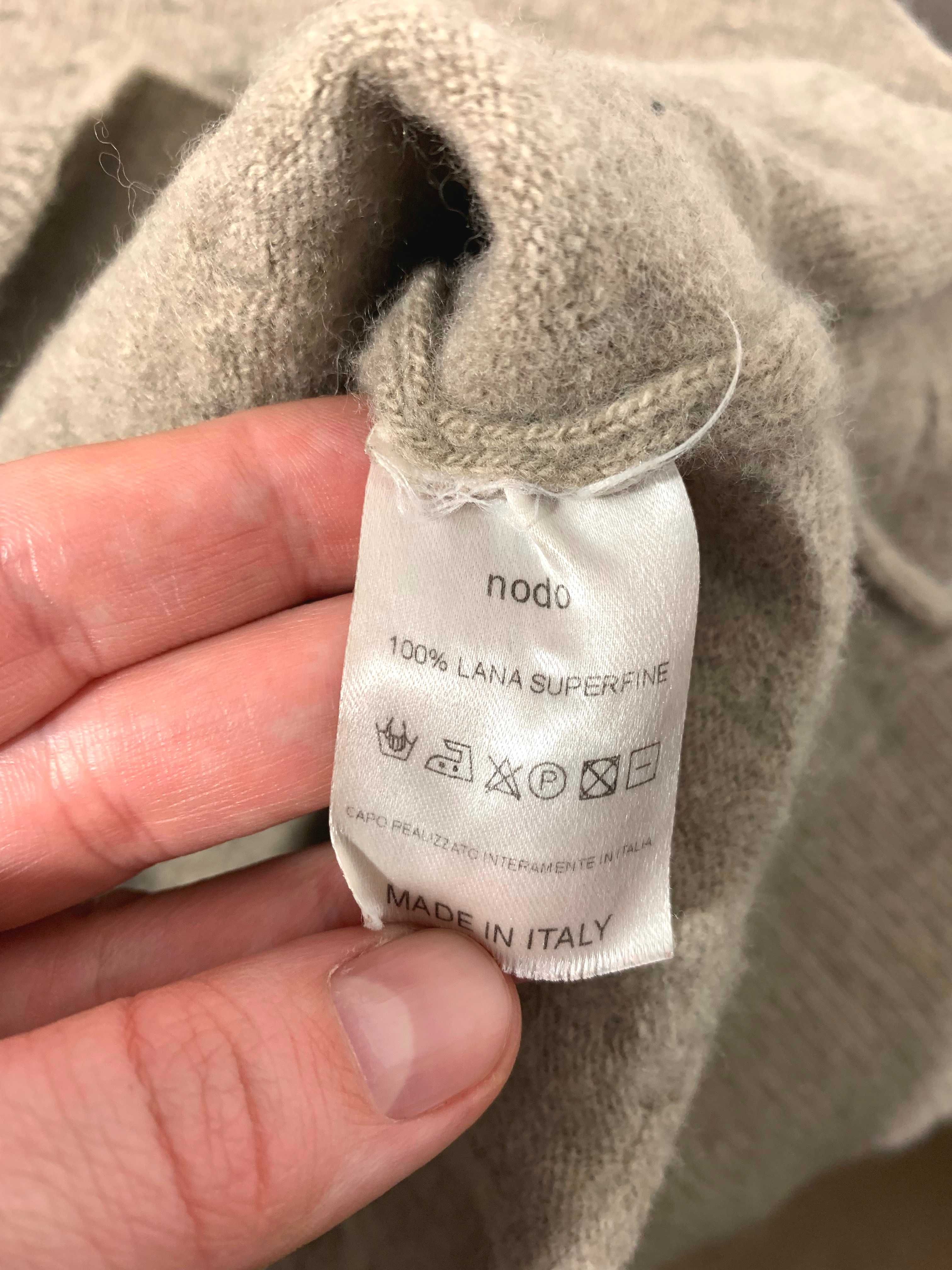 sweter XS S beż brąz oversize 100% wełna owcza lana superfine wełniany