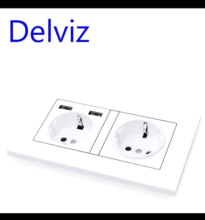 Подвійна розетка Delviz з 2 USB портами