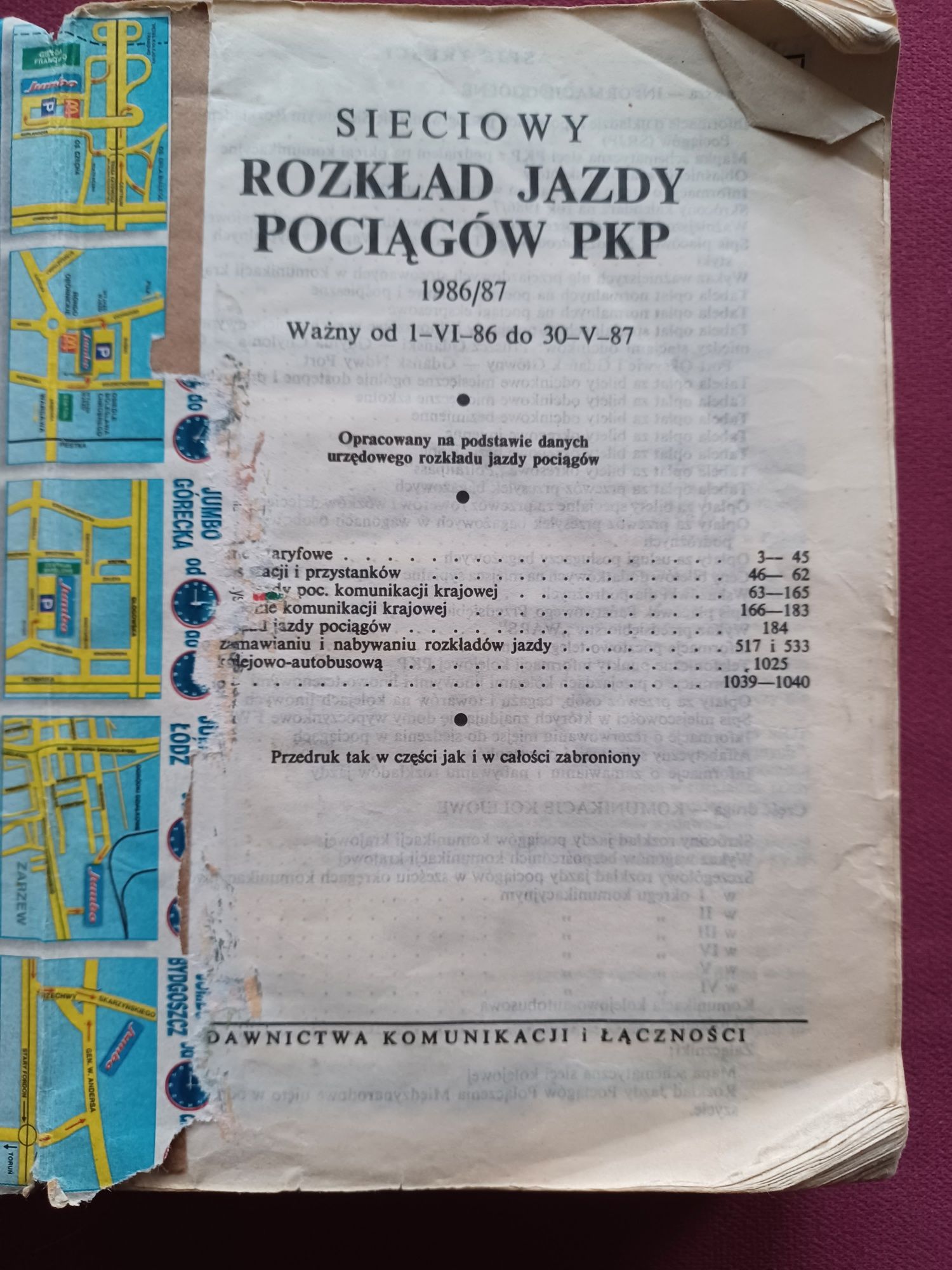 Sieciowy Rozkład Jazdy Pociągów PKP 1986/1987 Egzemplarz służbowy