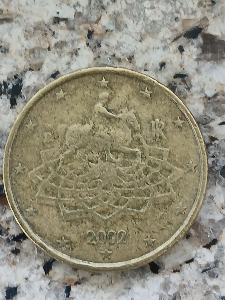 Moeda rara 0,50 cêntimos Itália 2002
