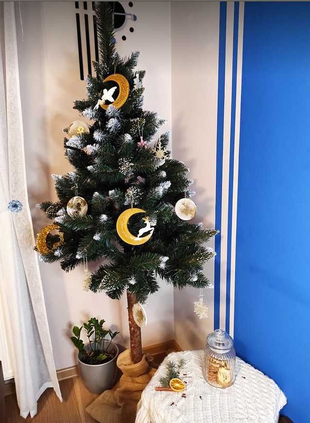 Gęsta CHOINKA NA PNIU 160cm oszroniona SOSNA DIAMENTOWA + gratis