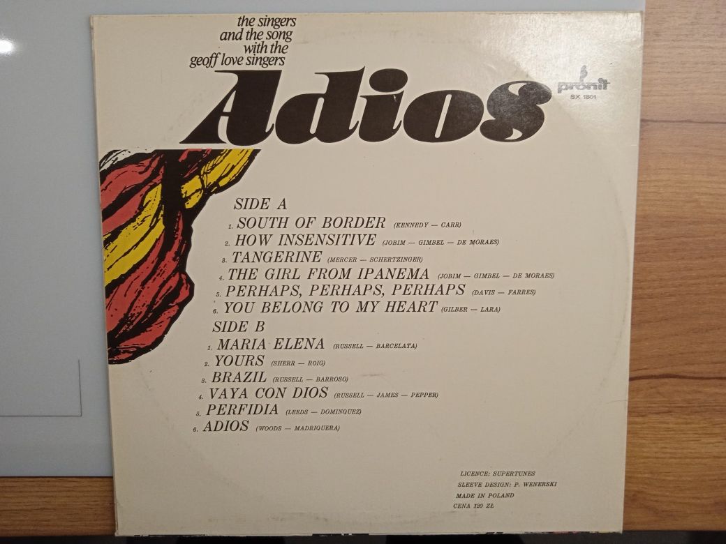 Adios the singers and the song with the geoff love singers winyl