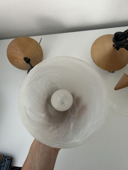 Lampy lamki sufitowe retro vintage marmur alabaster drewno