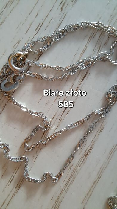 Łańcuszek białe żółte zloto 585