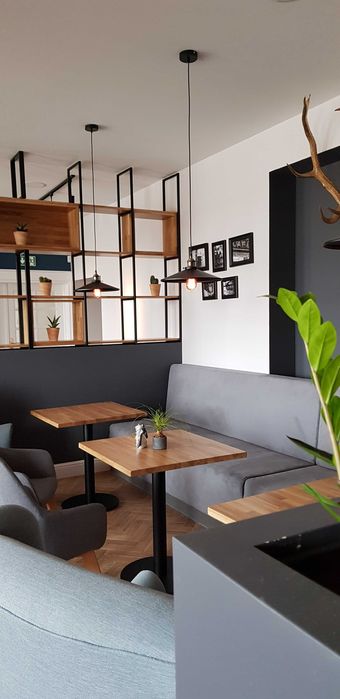 Bukowy stół na jednej nodze 60x60 metal postument do restauracji loft