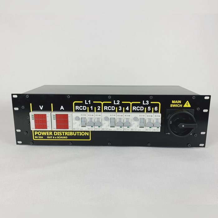 Sceniczna rozdzielnica elektryczna rack 19” – 3-fazowa
