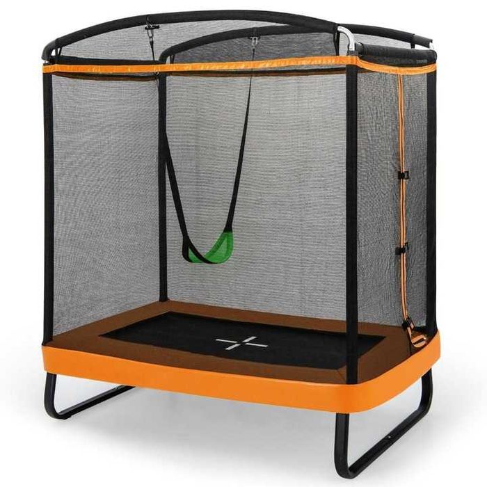 Trampolina ogrodowa dla dzieci  Prostokątna 2 w 1 z huśtawką