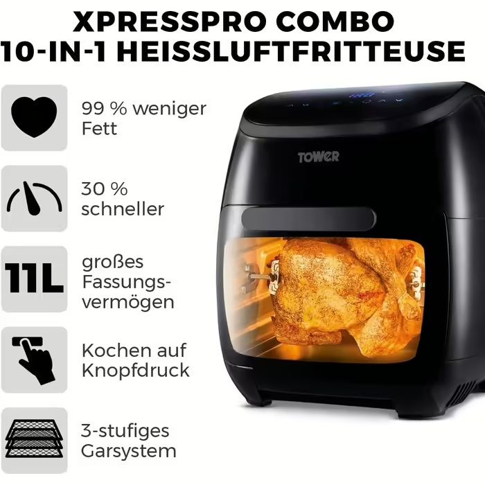 Нові за ціною бу Tower T17076 Xpress Pro Combo 10-в-1 цифрова аерофрит