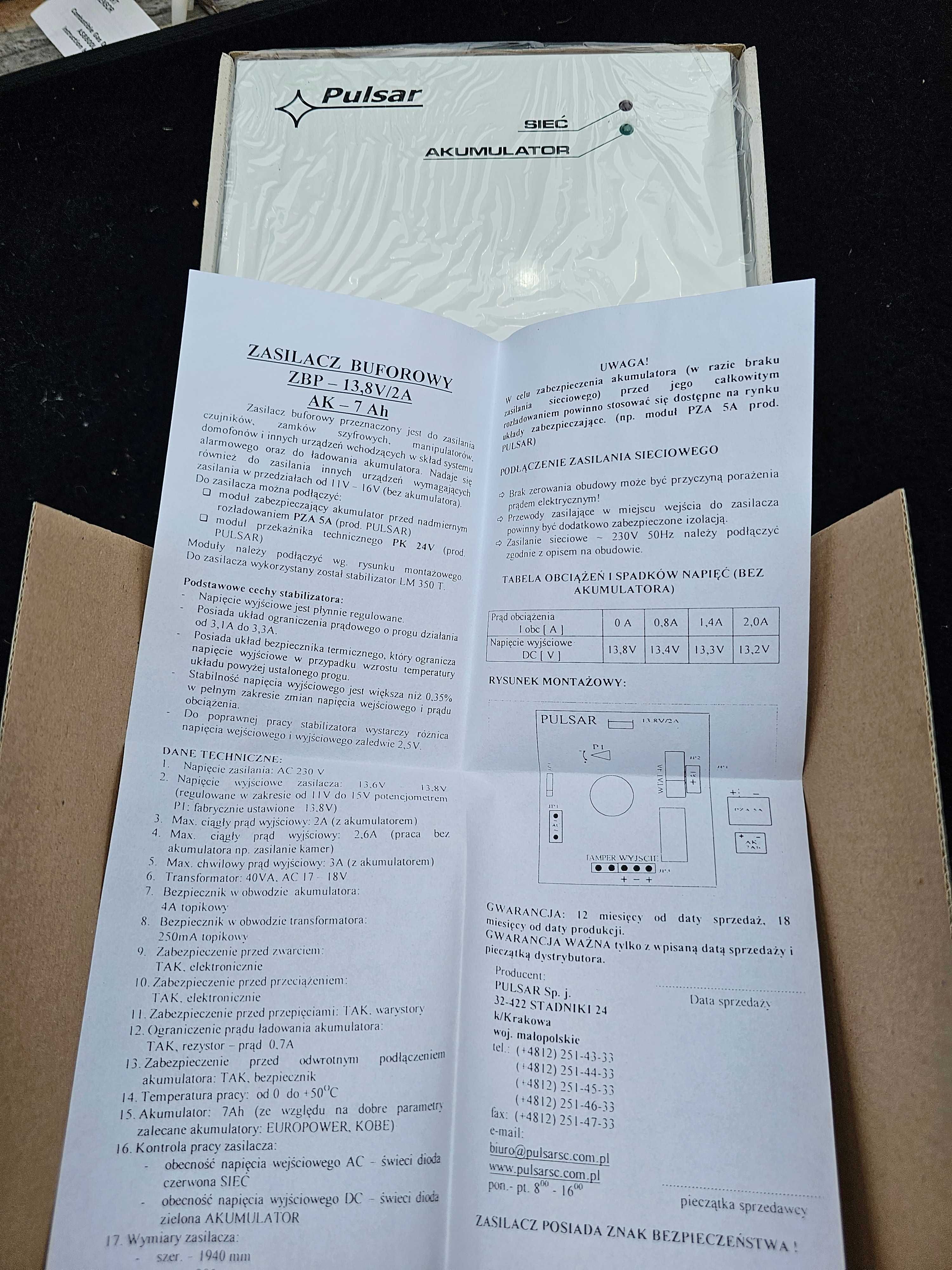 PULSAR - Zasilacz Buforowy ZBP -13,8V/2A AK -7Ah, 12V