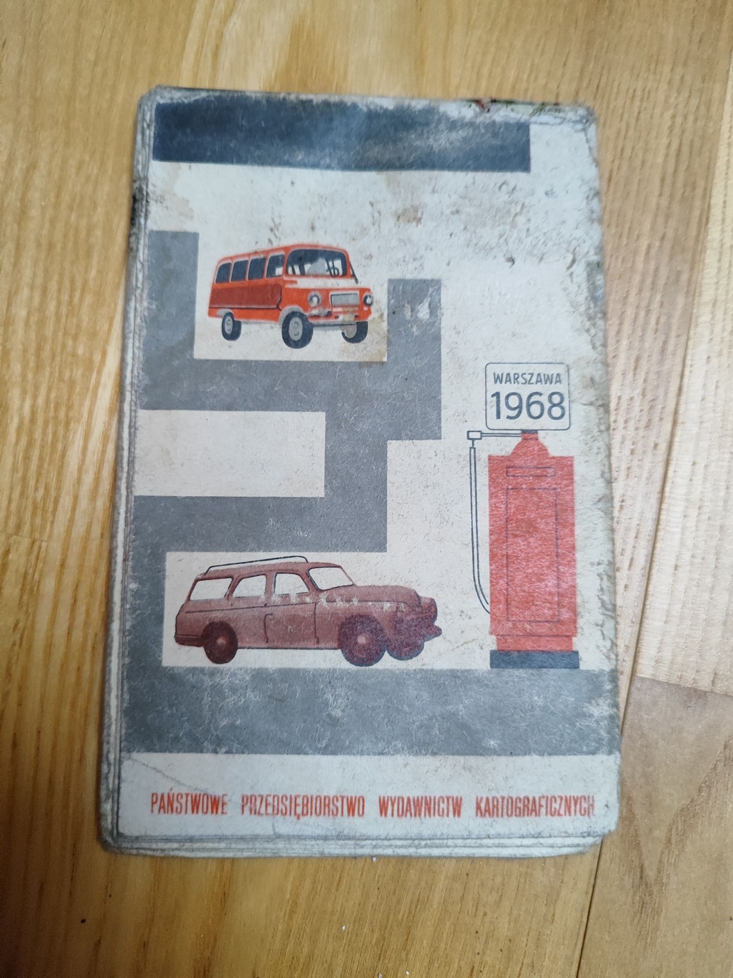 Samochodowa mapa Polski 1968 prl fiat warszawa nysa