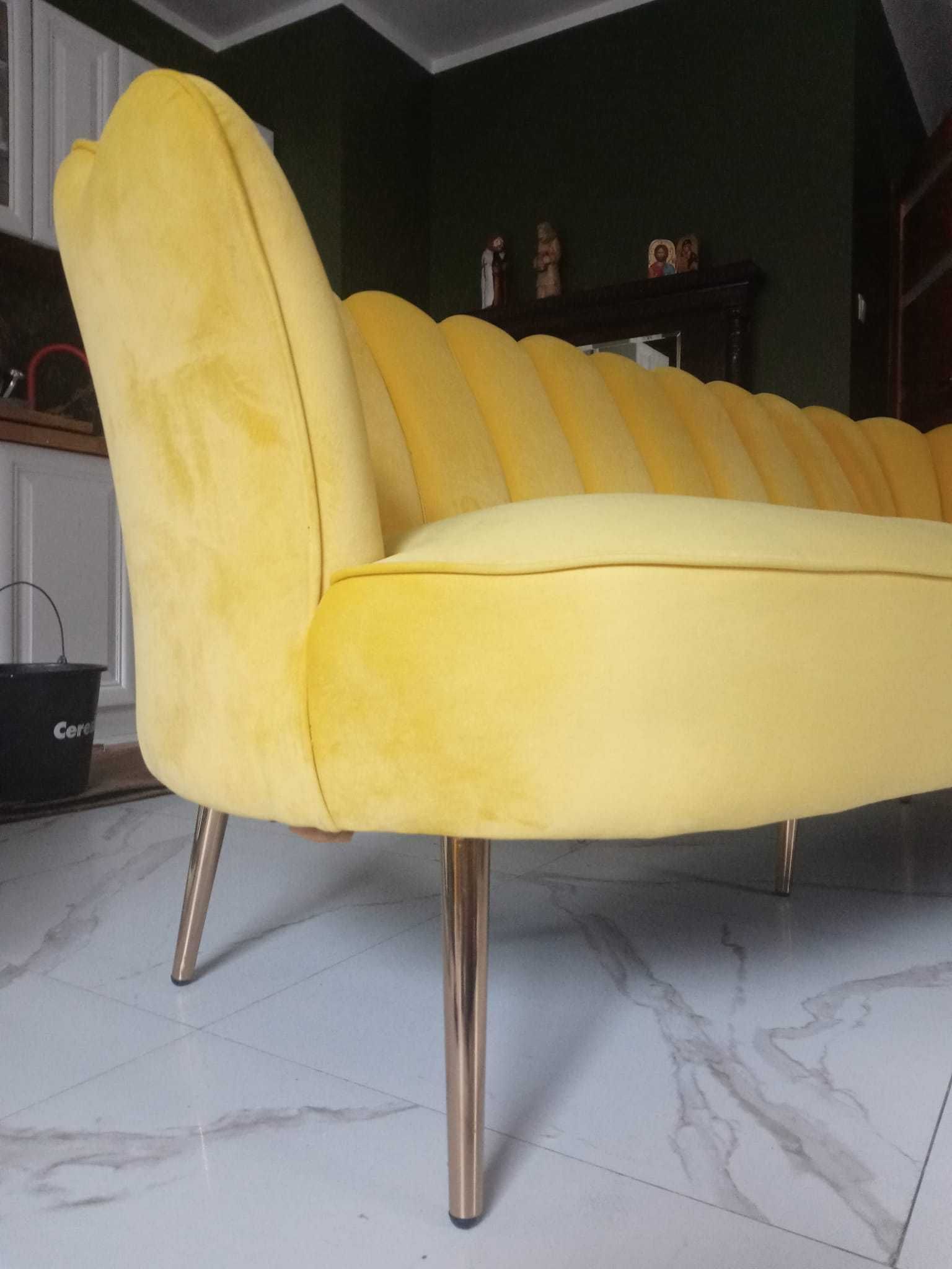 Sofa żółta elegancka AGATA MEBLE