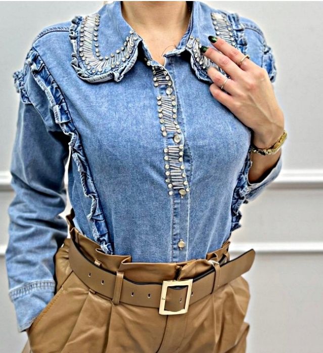 Koszula  jeansowa z kryształkami  M Monday PREMIUM Nowa z metką!