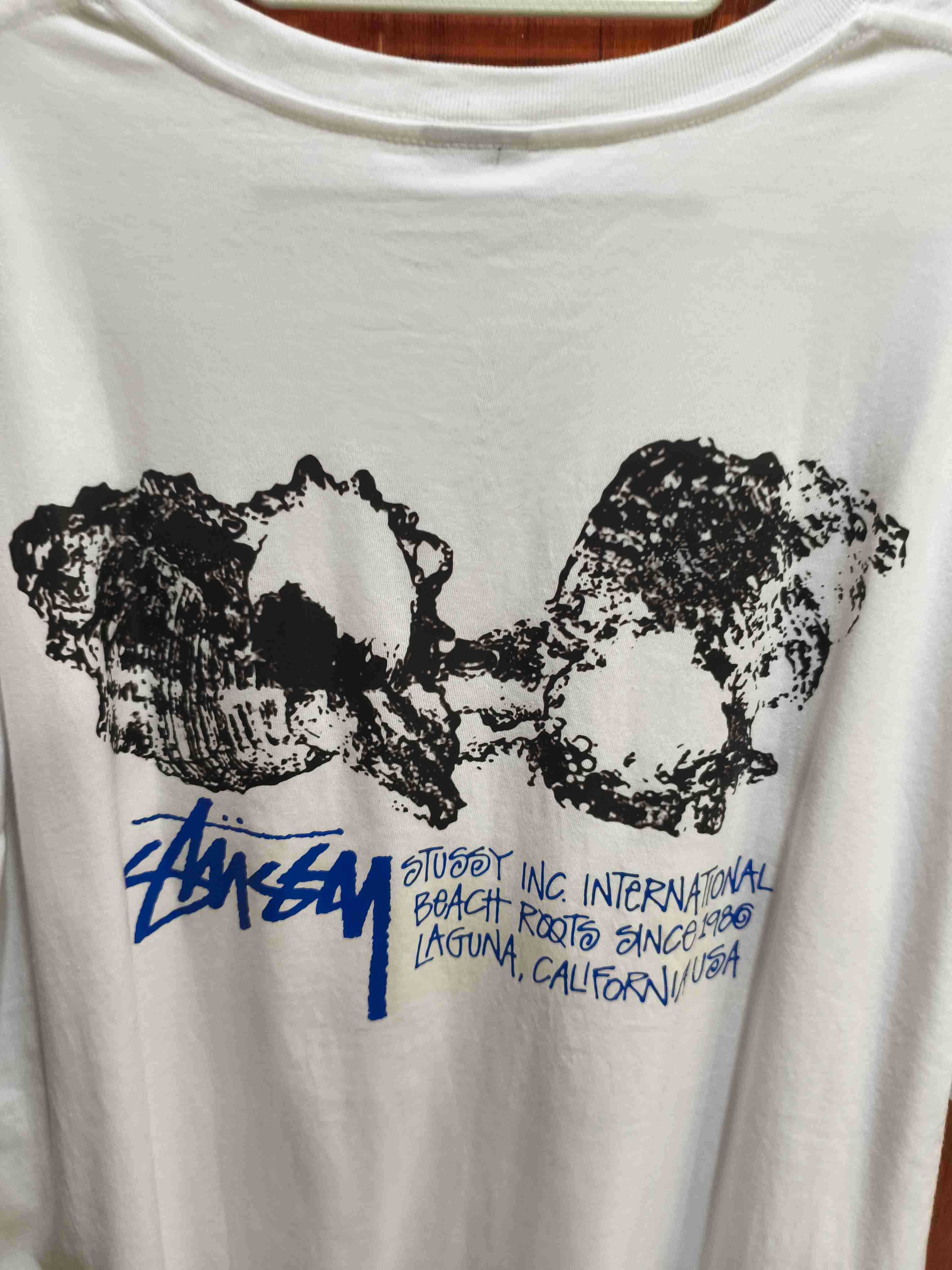 Stussy Męska Biała Koszulka z Nadrukiem Rozmiar XL