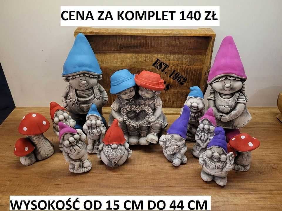 rekodzieło recznie robione figurki ogrodowe krasnal skrzat gipsowy