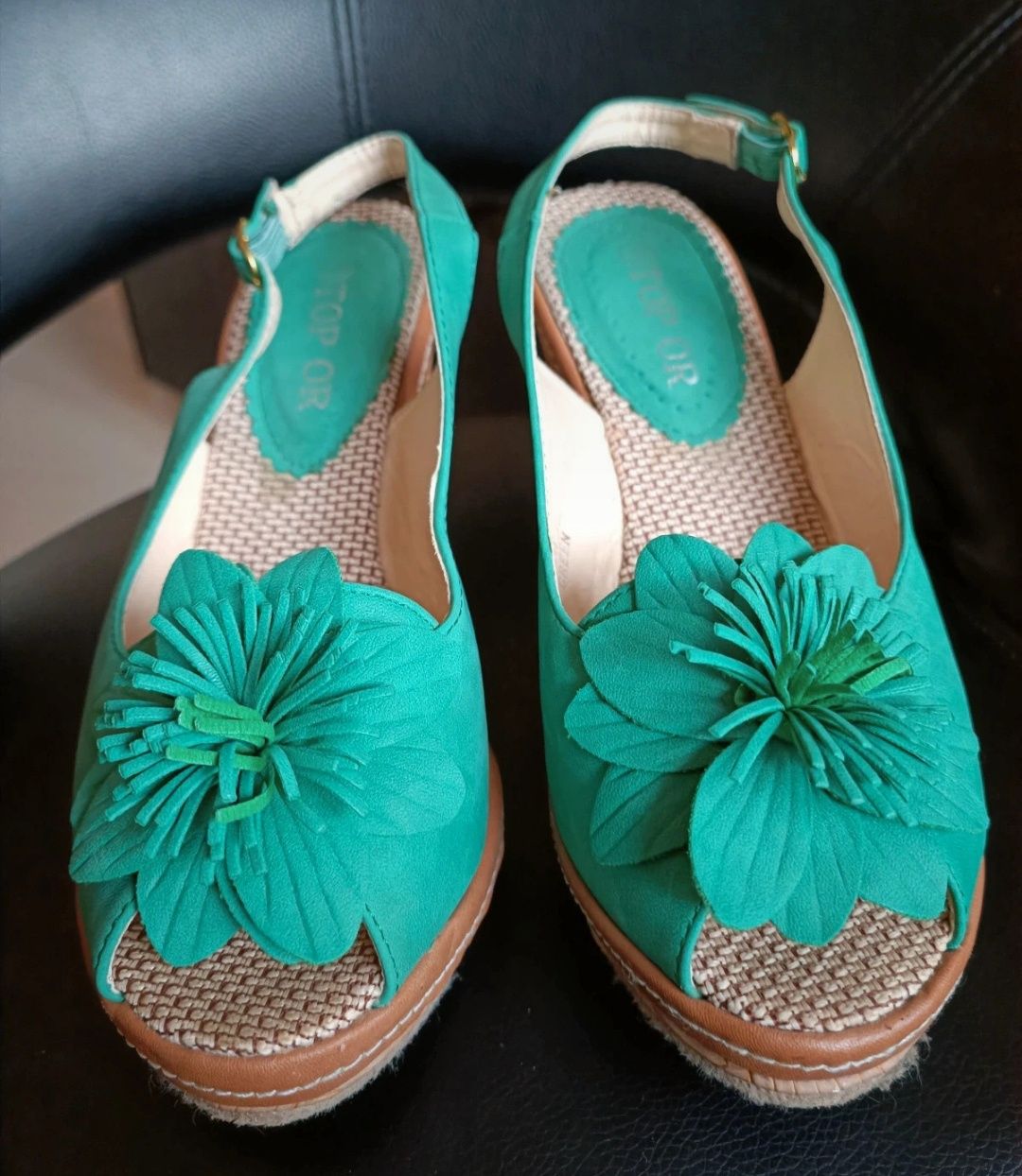 Buty sandały koturn 39 zielene seledynow jak Nowee