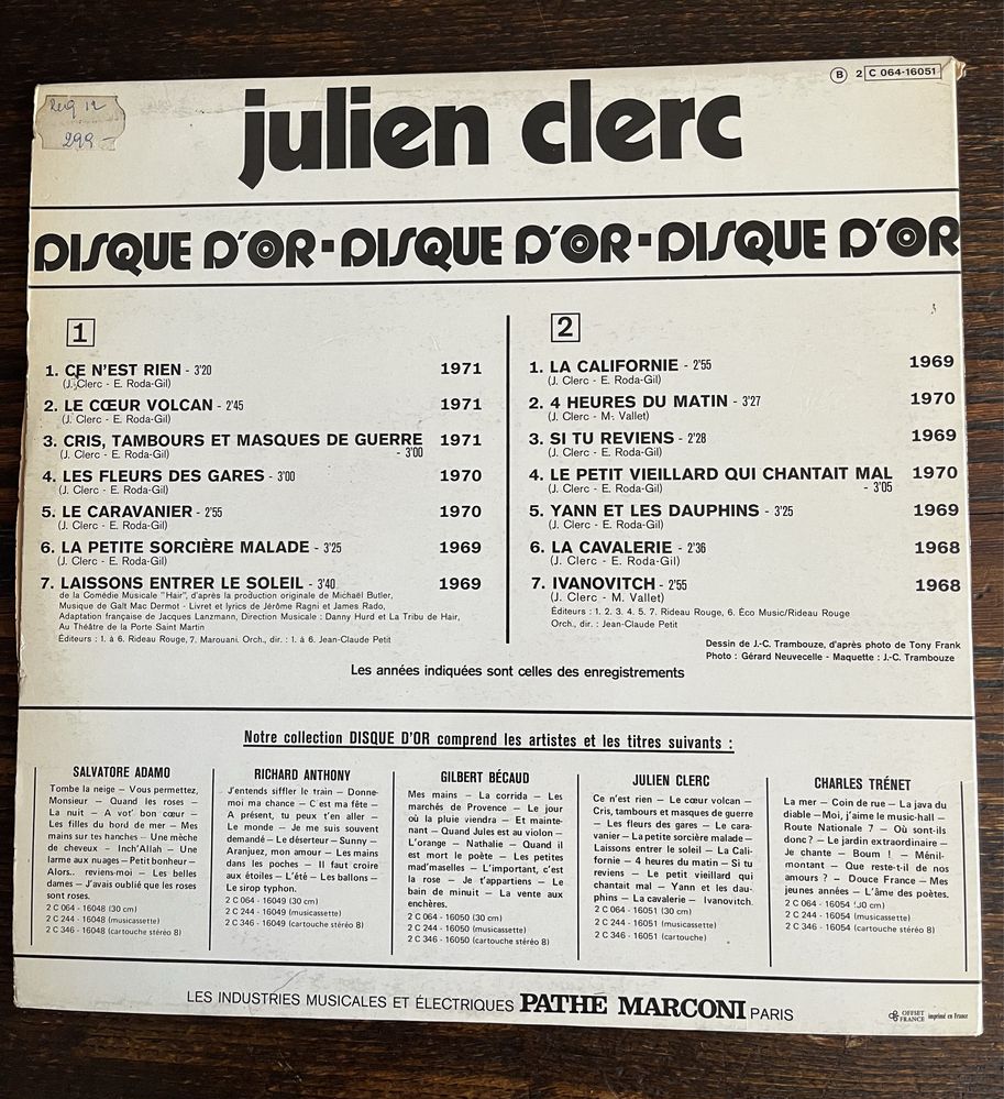 Disco vinil : Julien Clerc