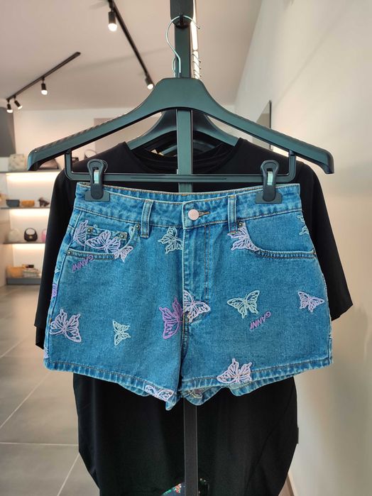 Шорти GANNI Butterfly Denim Shorts Blue