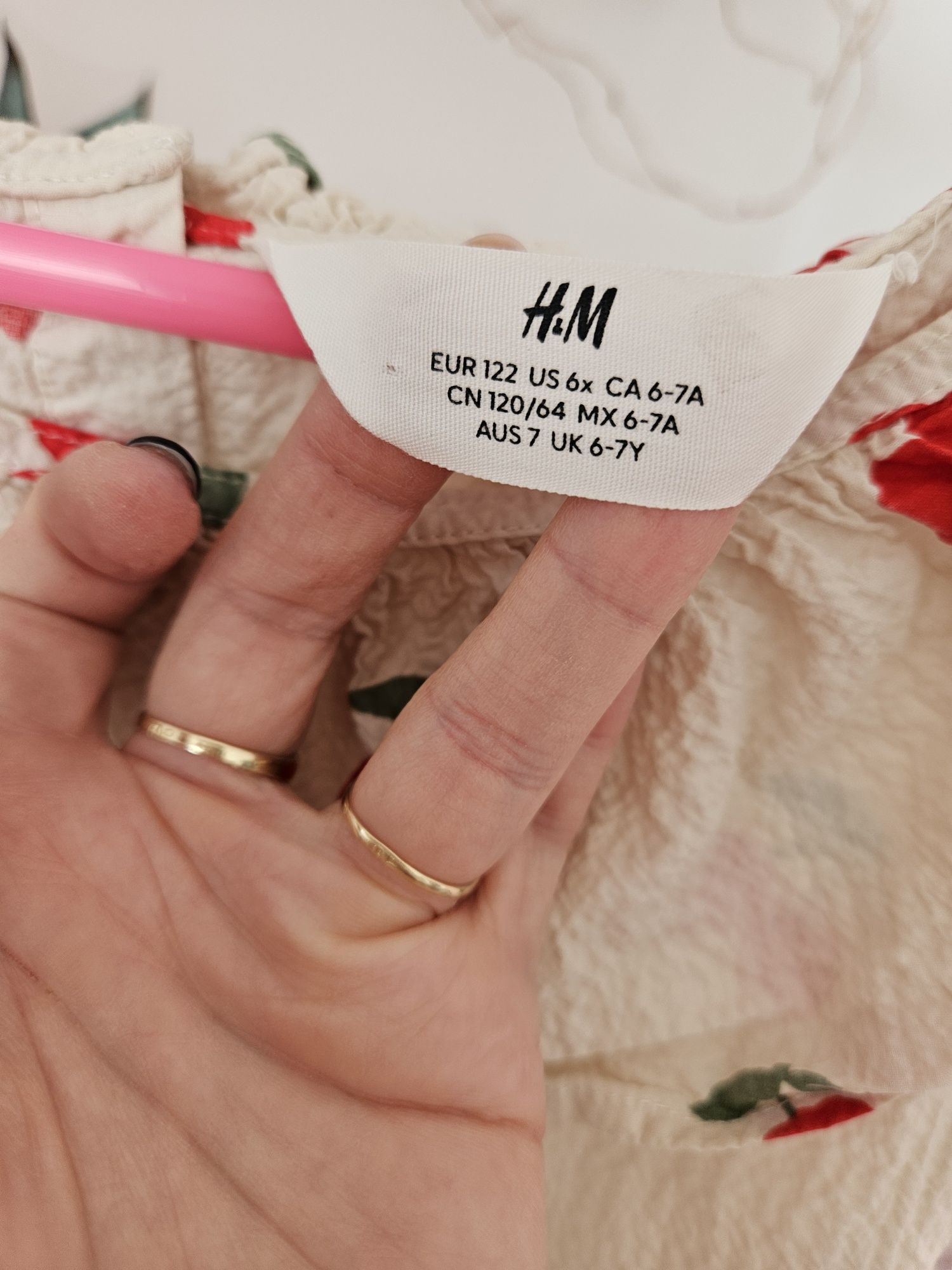 Sukienka z kory beżowa w wiśnie H&m 122
