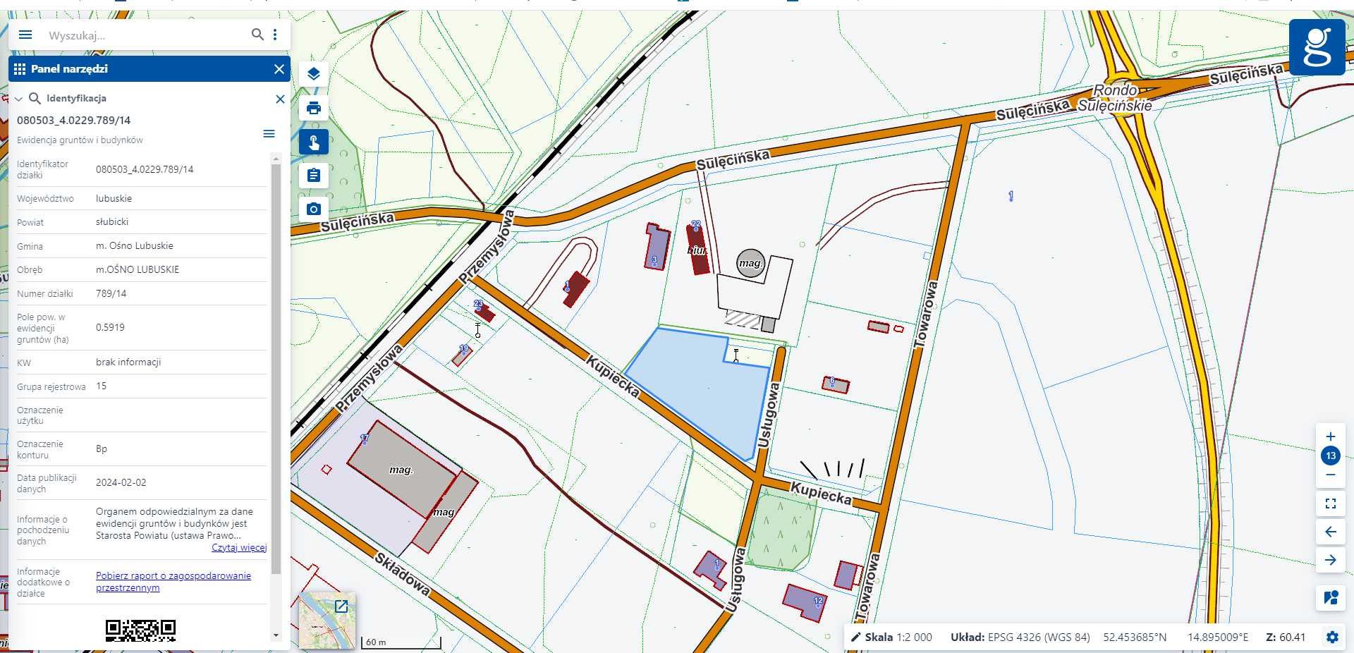 Działka przemysłowa 30 km od granicy w Świecku, uzbrojona, z PZP