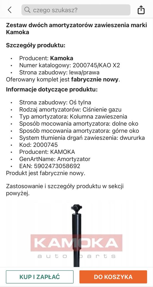 Amortyzatory tył X2 RENAULT megane II / scenic II