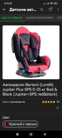 Автокресло Bertoni (Lorelli) Jupiter Plus SPS 0-25 кг Red & Black (Jup