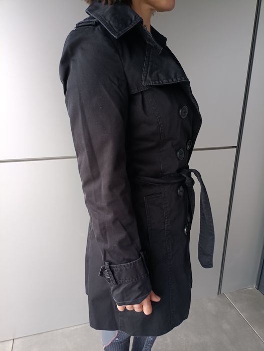 Gabardina preta Zara Xs