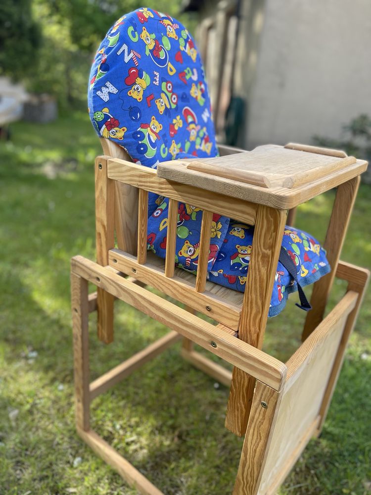 Drewniany fotelik stolik z krzesłem dla dzieci