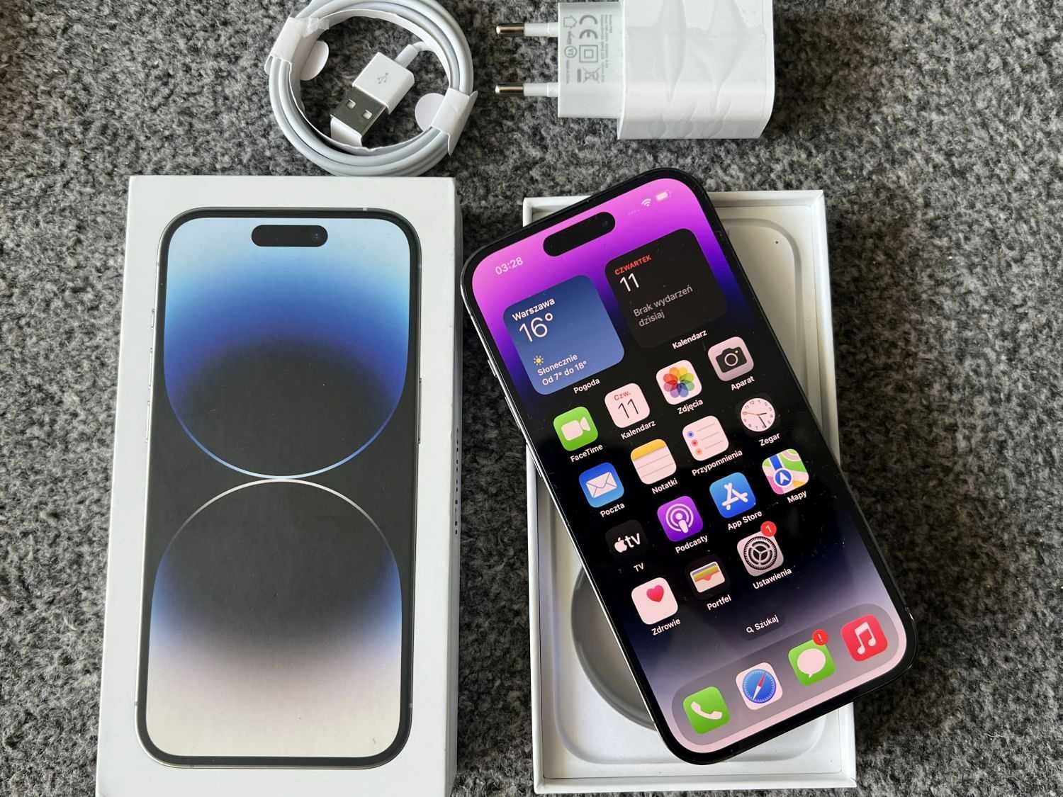 iPhone 14 Pro 256GB DEEP Purple Fioletowy Bat98% SZKŁO fv23% BRUTTO