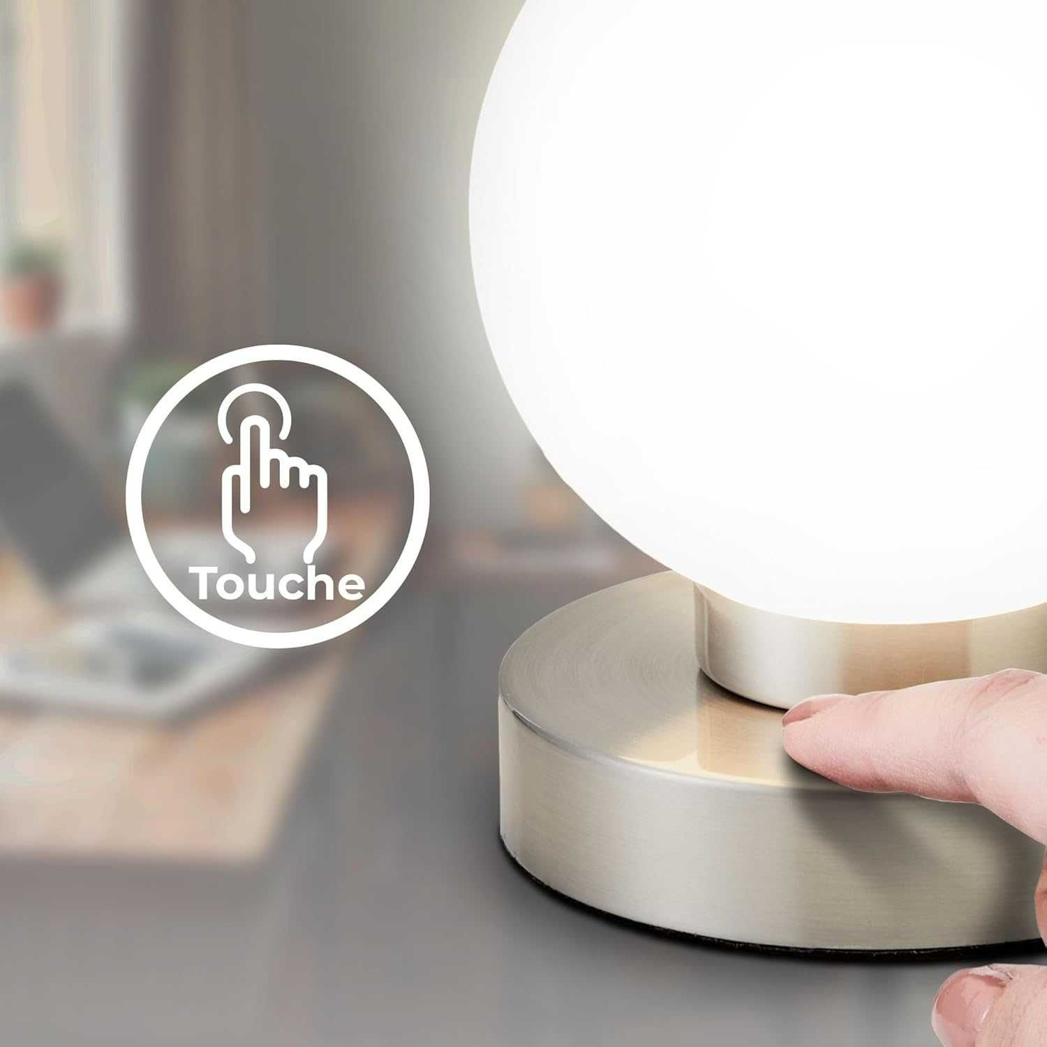 Lampa stołowa ściemnialna E14 BKLICHT lampka nocna dotykowa s973