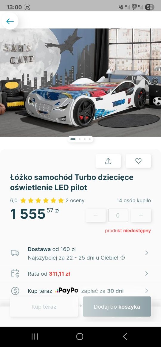 Łóżko dziecięce samochodzik Zygzak McQeen