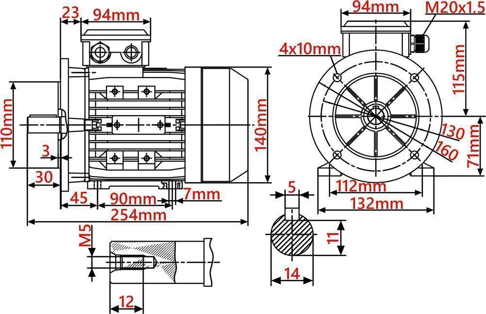 Silnik z Kołnierzem 0,37kW 230V 1390obr 3-FAZOWY [3030]