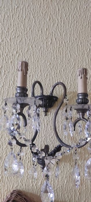 2 candeeiros de parede de cristal rústico em ótimo estado