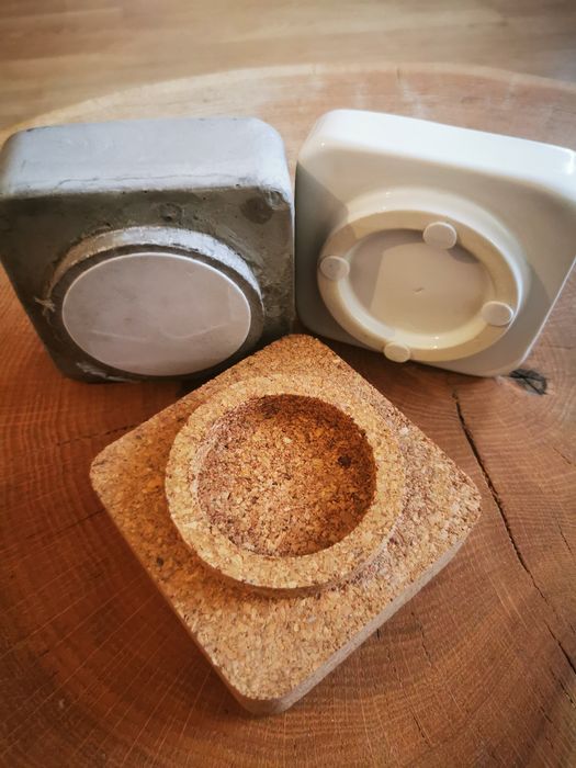 Swiecznik ceramiczny 3 w 1 korek, gips, ceramika, loft