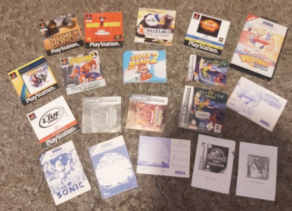 Manuais de jogos gameboy ps1 master system e nintendo nes.
