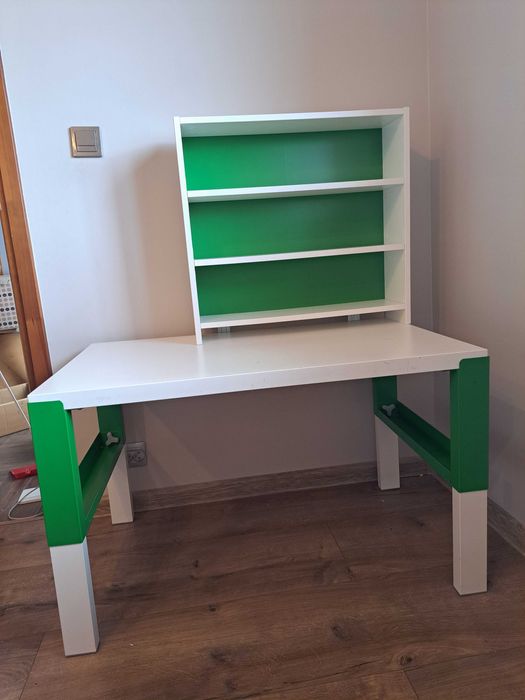 Biurko z półką PAHL (IKEA) 96x58 cm biało/zielone