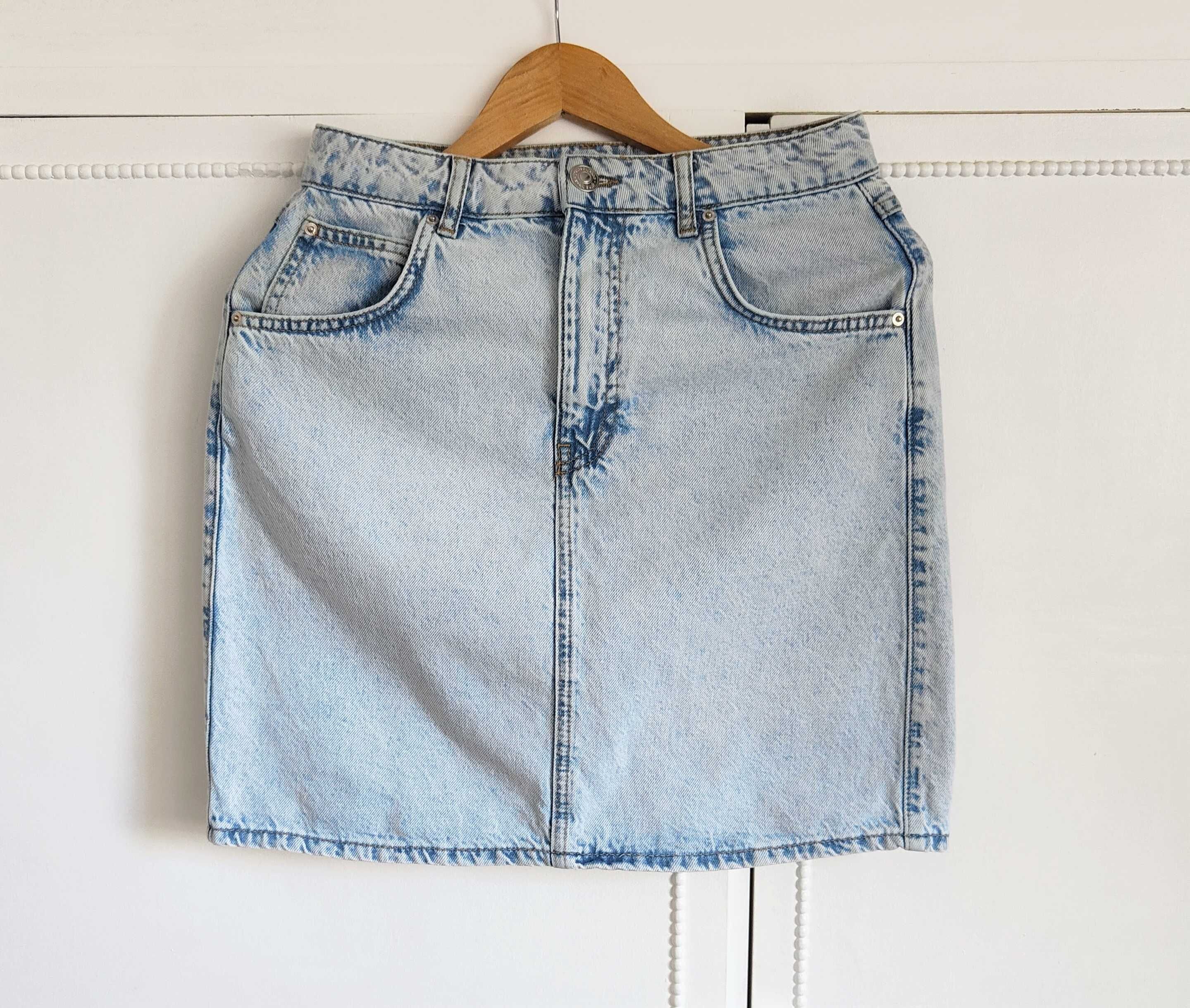 Spódnica Gina Tricot jeansowa jasna 36 S denim dżins mini bleach