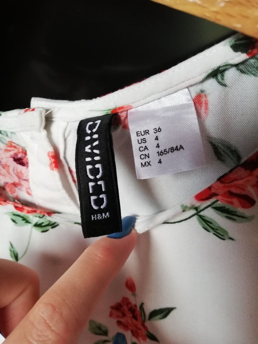 Biała bluzka w kwiaty rozm. 36 H&M