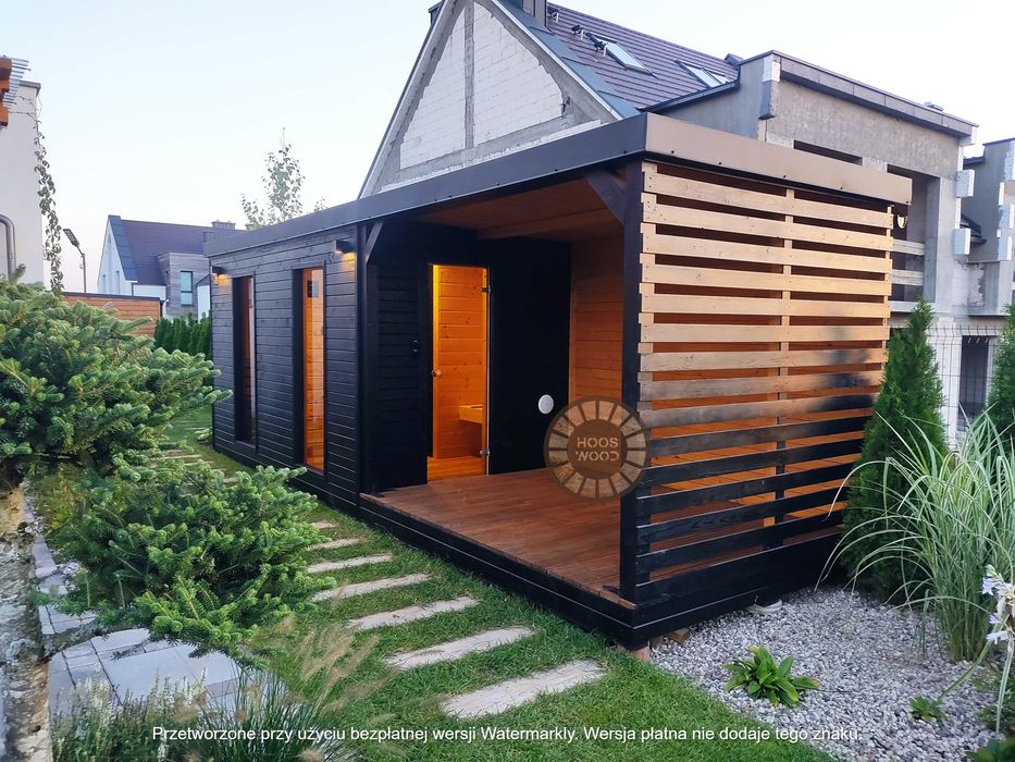 Sauna ogrodowa z tarasem