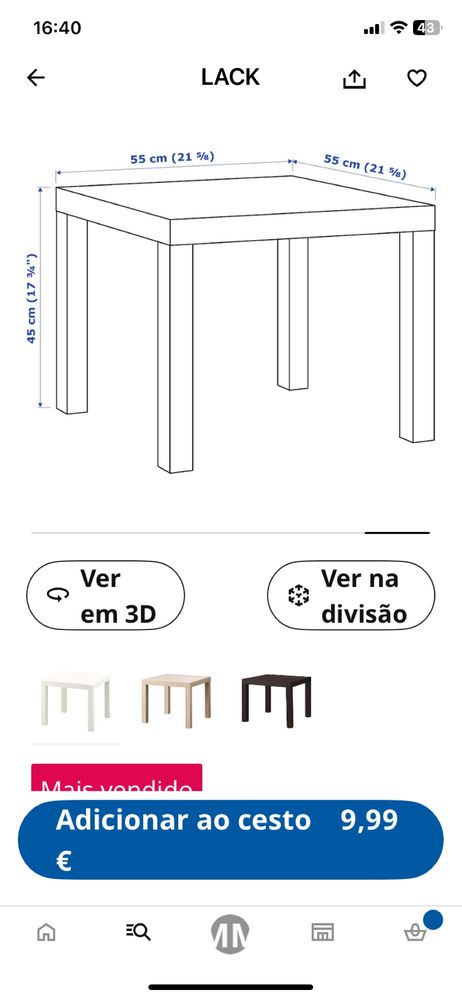 Mesa branca Lack do Ikea