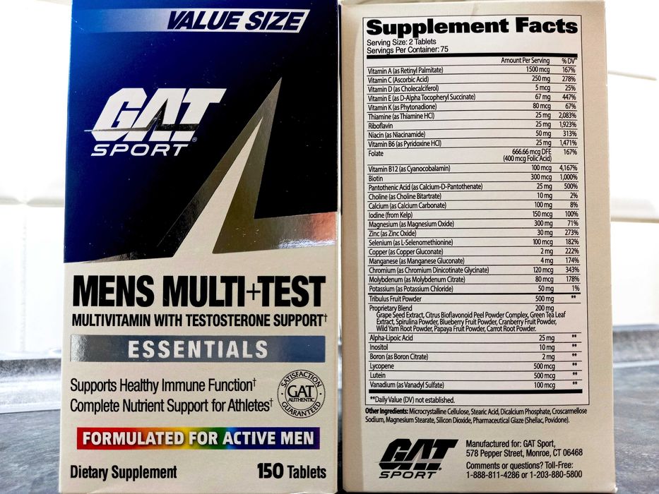 GAT, Mens Multi + Test (60-150 таб.) мужские витамины + тестостерон