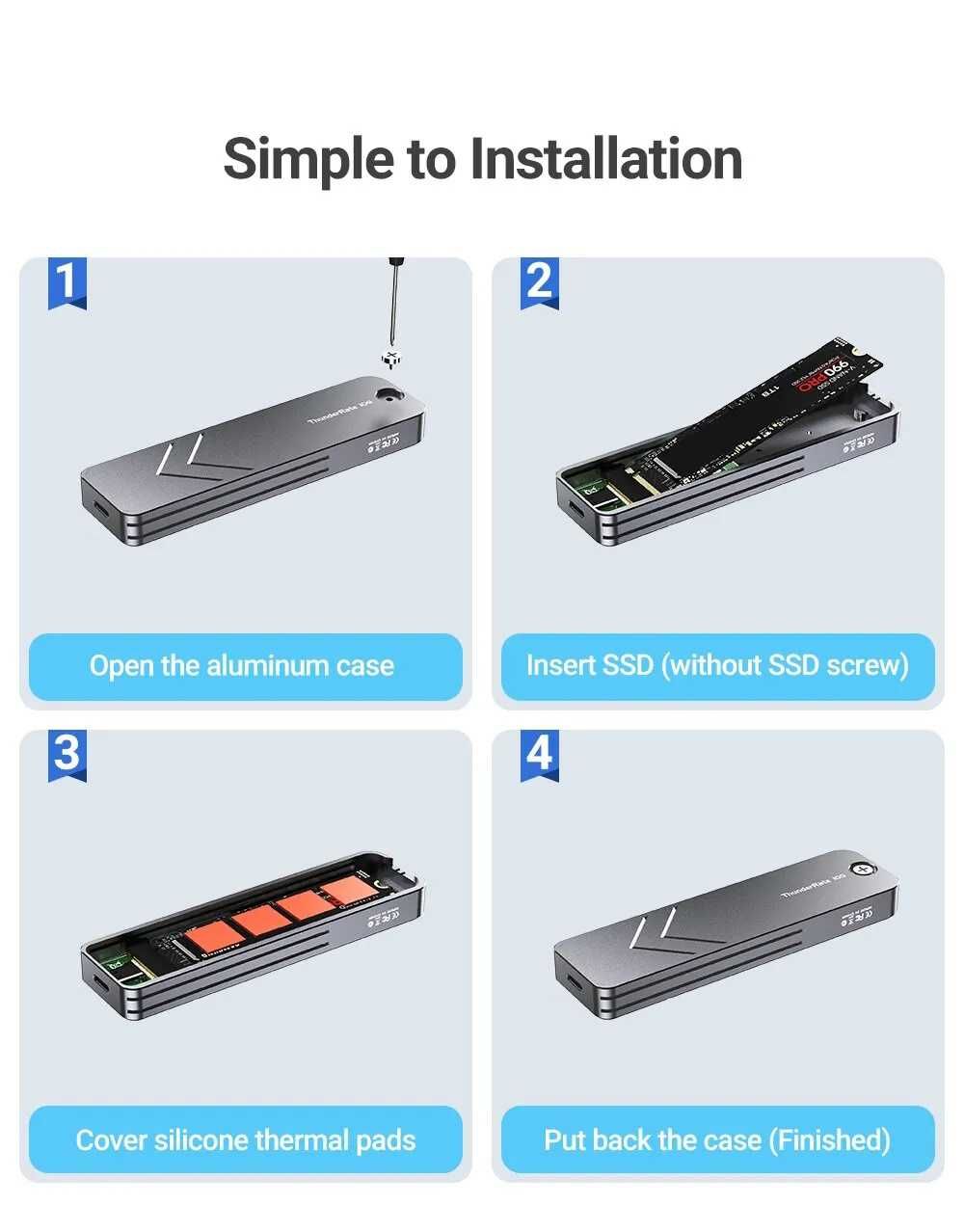 Внешний адаптер JEYI M.2 NVMe 2280 PCIe SSD to USB 3.2 Gray карман