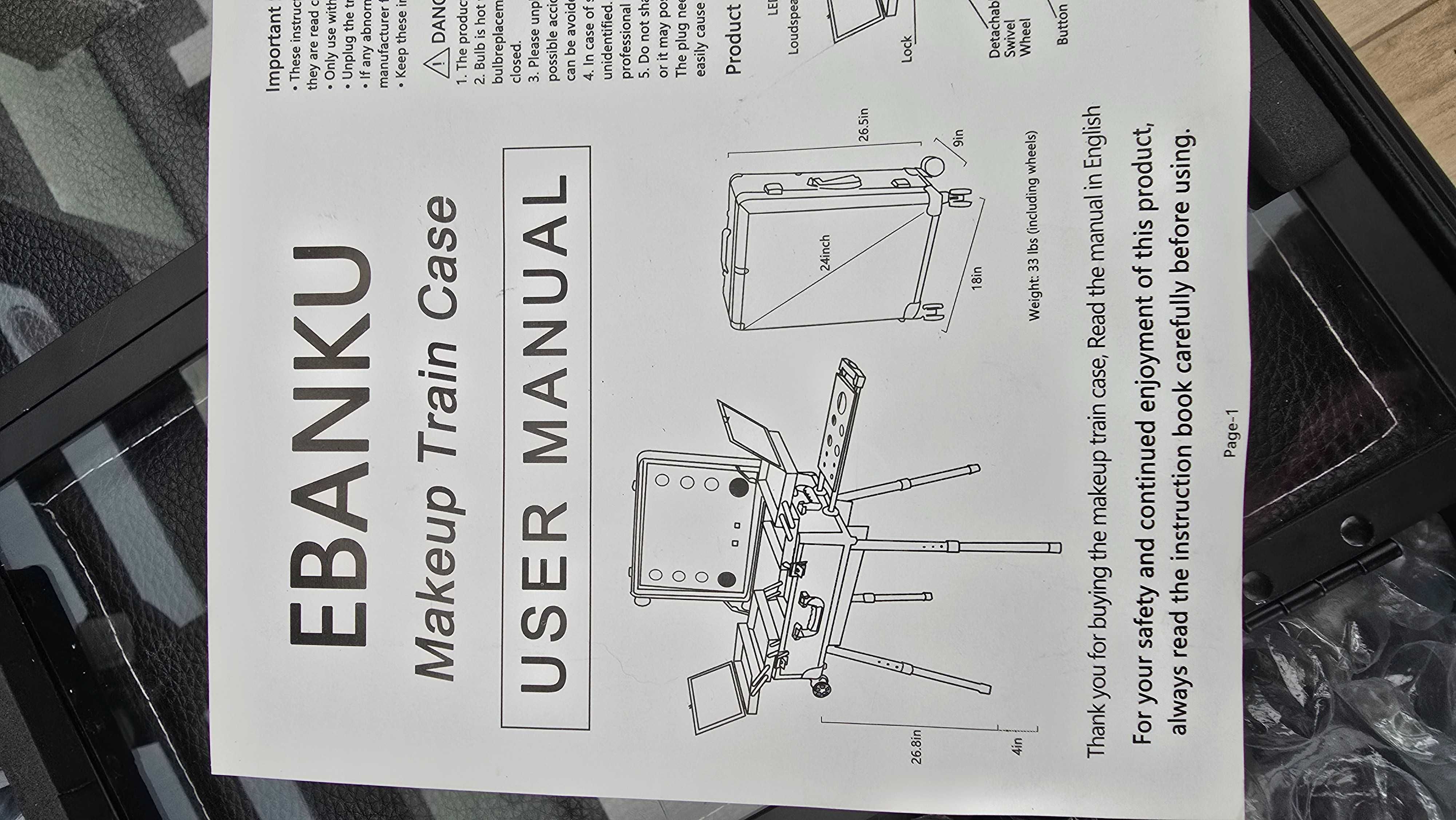 walizka do makijażu z kółkami EBANKU