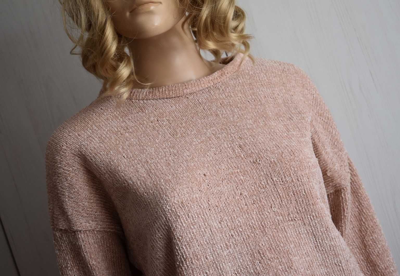 Sweter ciążowy 36 S bluzka ciepły morelowy welur aksamit