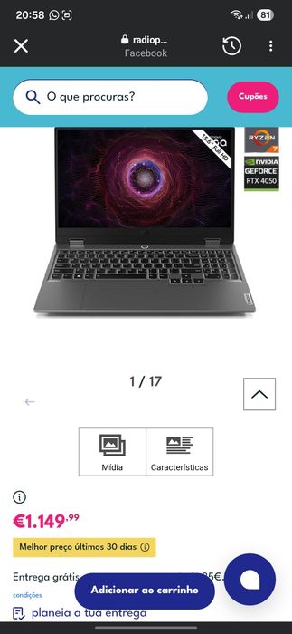 Lenovo loq-ryzen 7/rtx 4050/24 ram/1tb disco