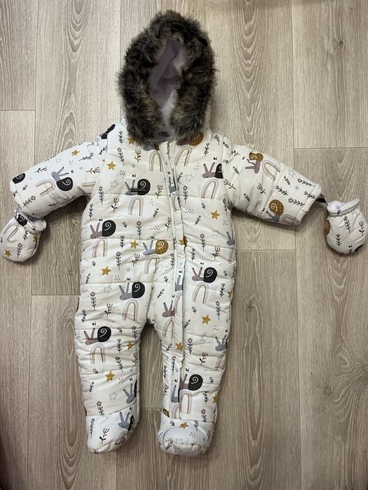 Зимовий комбінезон Oscar Magbaby 80 розмір (9-12 міс) білий з принтом