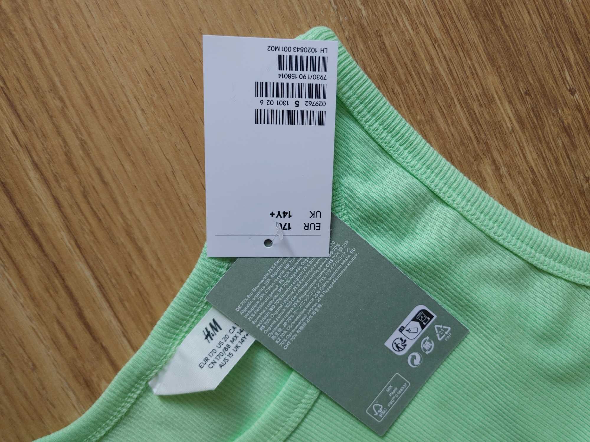 H&M prążkowana sukienka zielone jabłuszko 170cm 12l+ nowa