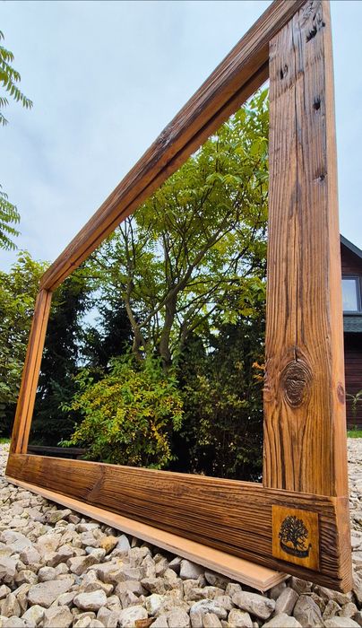 Lustro, stare drewno, loft, boho, rustykalne, vintage,  retro