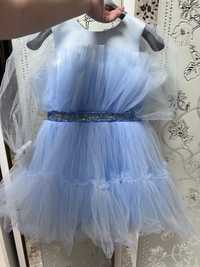 Пишна сукня пышное платье на випускний 116-128 см блакитна голубое